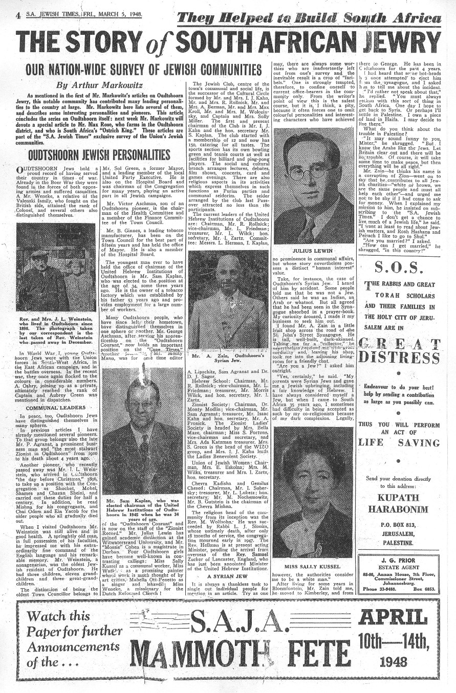 SA Jewish Times 1948